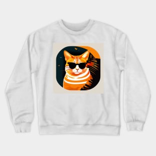 Cute Cat on shades for cat lover Crewneck Sweatshirt